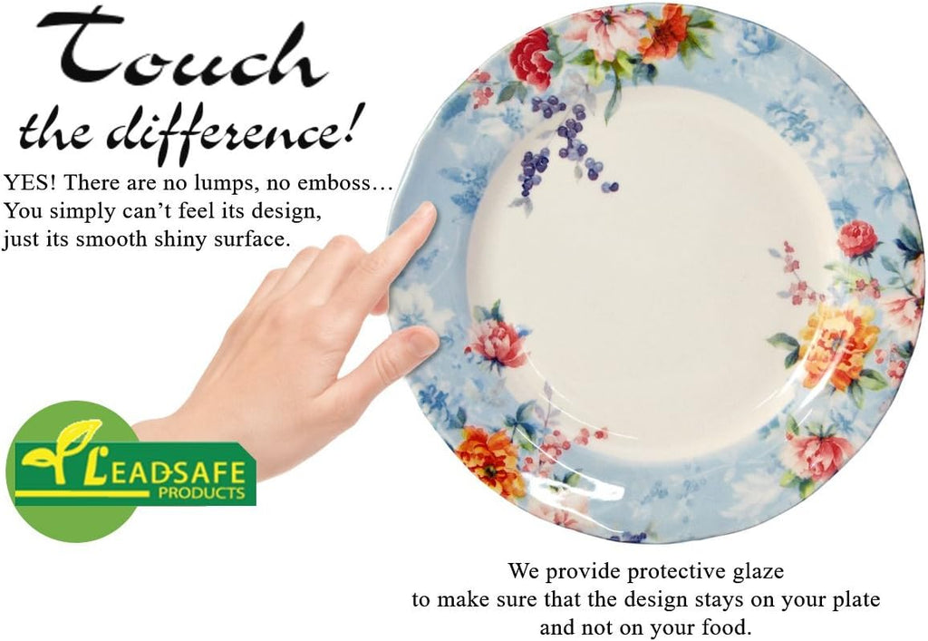 Tudor Royal 24-Piece Porcelain Round Dinnerware Set, Service for 6, Victoria Blue Design, Blue Floral, Plates Bowls Mugs Dishes, Glossy, Premium Quality Tableware, Unique Pattern