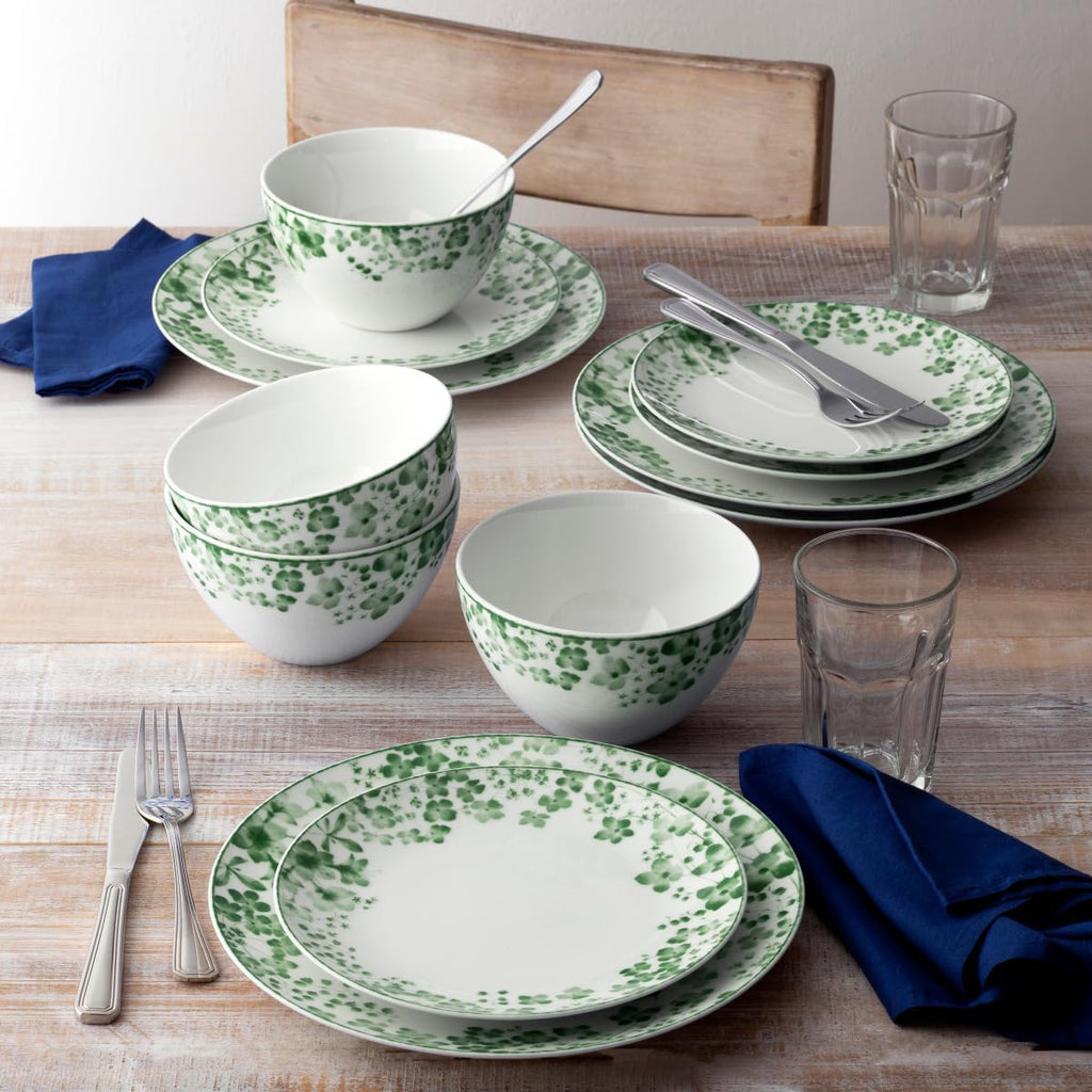 Noritake Bloomington Road Green12-Piece Dinnerware Set, Service for 4