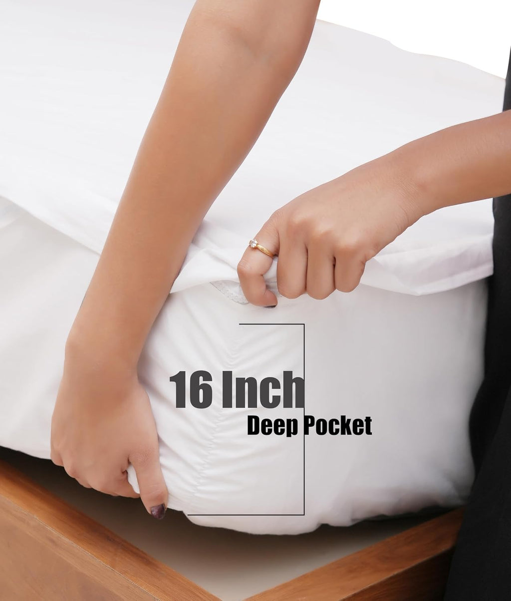 Microfiber Bed Sheet Set – Zip-On Fitted Sheet Set | 16' Deep Pocket | Includes 1 Fitted Base & 2 Top Zip-On Sheets | Full Size, Teel Green Color
