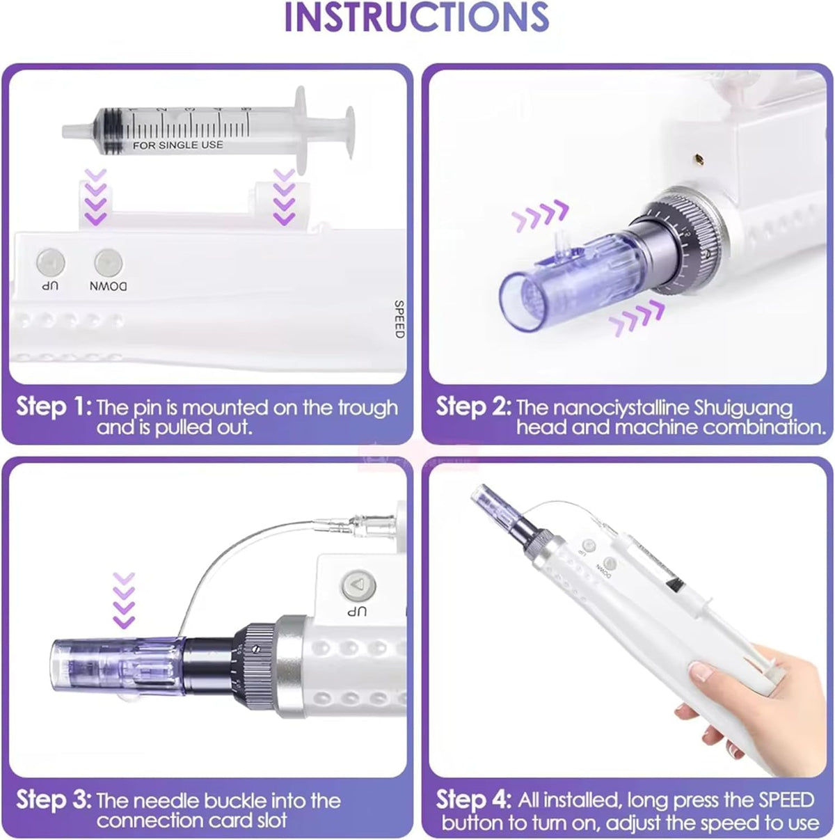 Elitzia Non-Needle Injection Facial Rejuvenation Skin Care Tools Instrument 2 Cartridges for Home Use ETNV6138