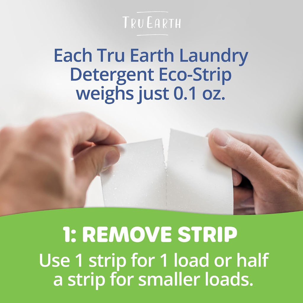 Tru Earth Compact Dry Laundry Detergent Sheets, Unscented - Up to 768 Loads (384 Count) - Paraben-Free - Original Eco-Strip Liquidless Detergent, Travel Sheets, Bulk