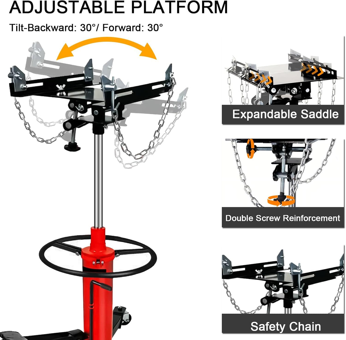Transmission Jack 1660 lbs/ 0.75 Ton Capacity Hydraulic Telescopic Transmission Jack 34' - 68' Adjustable Height Telescoping Transmission Hydraulic with 360° Swivel Wheels Lift Hoist