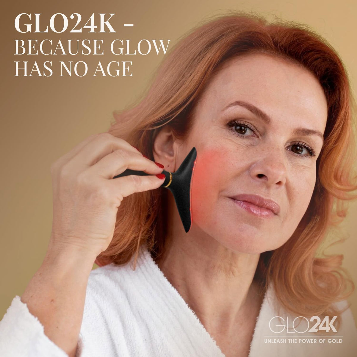 GLO24K LED Facial Massager for Face & Neck – Beauty Wand with LED Light, Vibration & Massage – Cosmetic Skincare Tool for Daily Self-Care