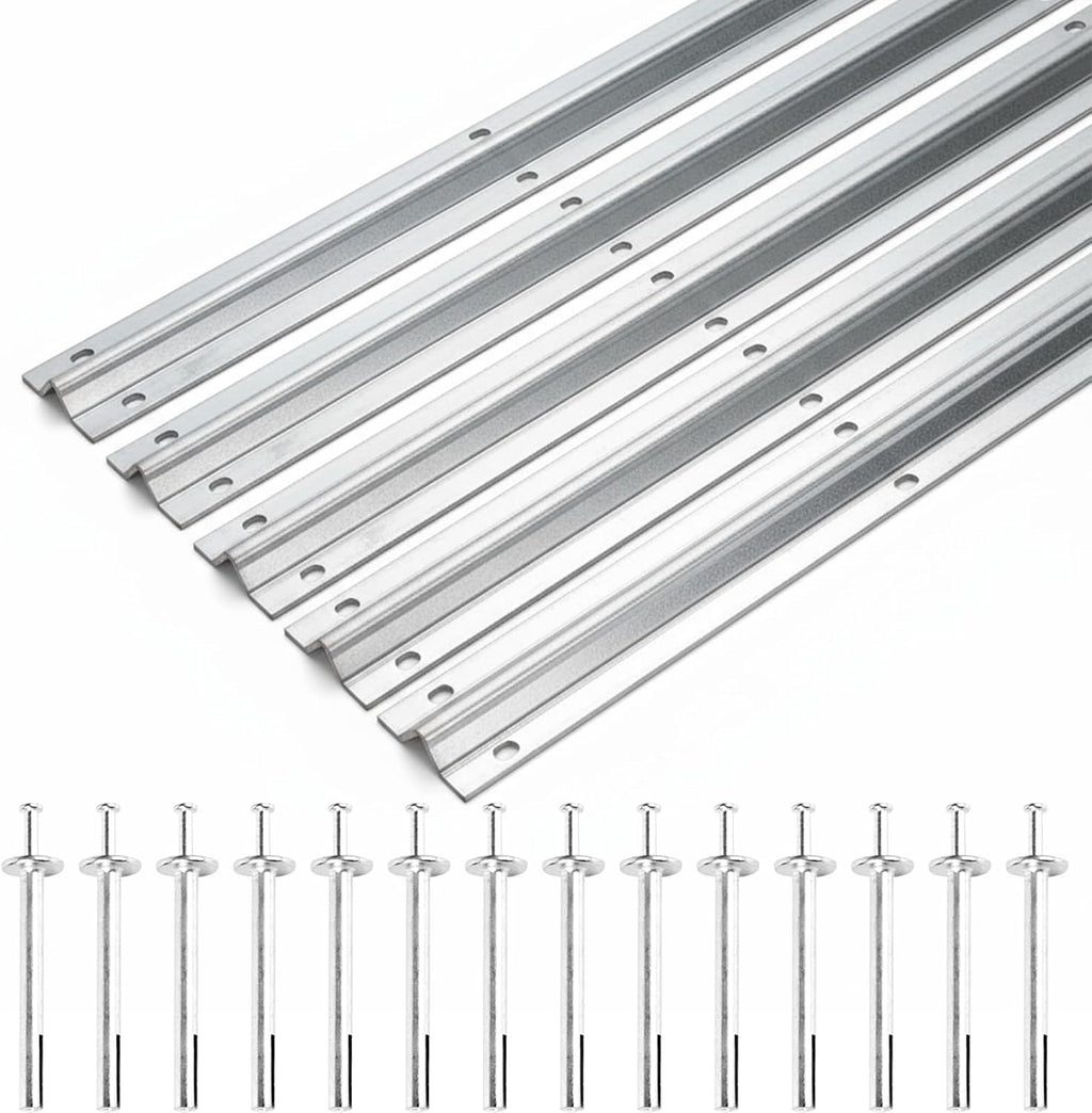 20Ft Heavy Duty Inverted V-Track (4FT×5),for 1' Od V-Groove Rollers for Sliding Gate Systems,Includes Hammer Drive in Anchors for Sliding Car Entry Doors & Rolling Driveway Gate