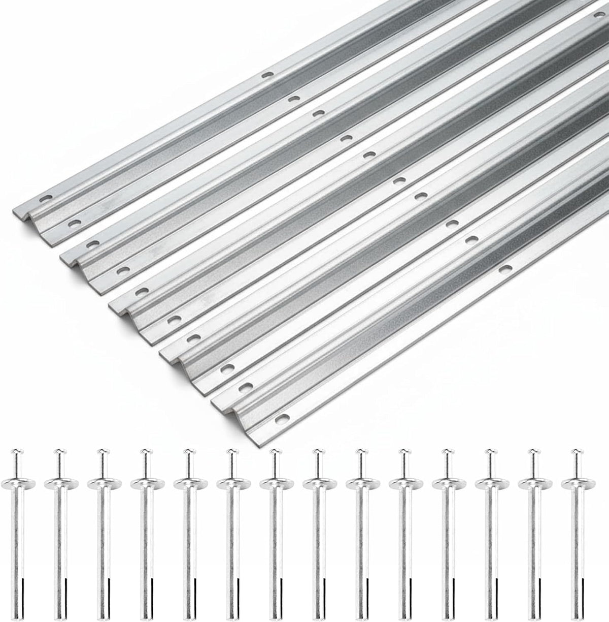 20Ft Heavy Duty Inverted V-Track (4FT×5),for 1' Od V-Groove Rollers for Sliding Gate Systems,Includes Hammer Drive in Anchors for Sliding Car Entry Doors & Rolling Driveway Gate