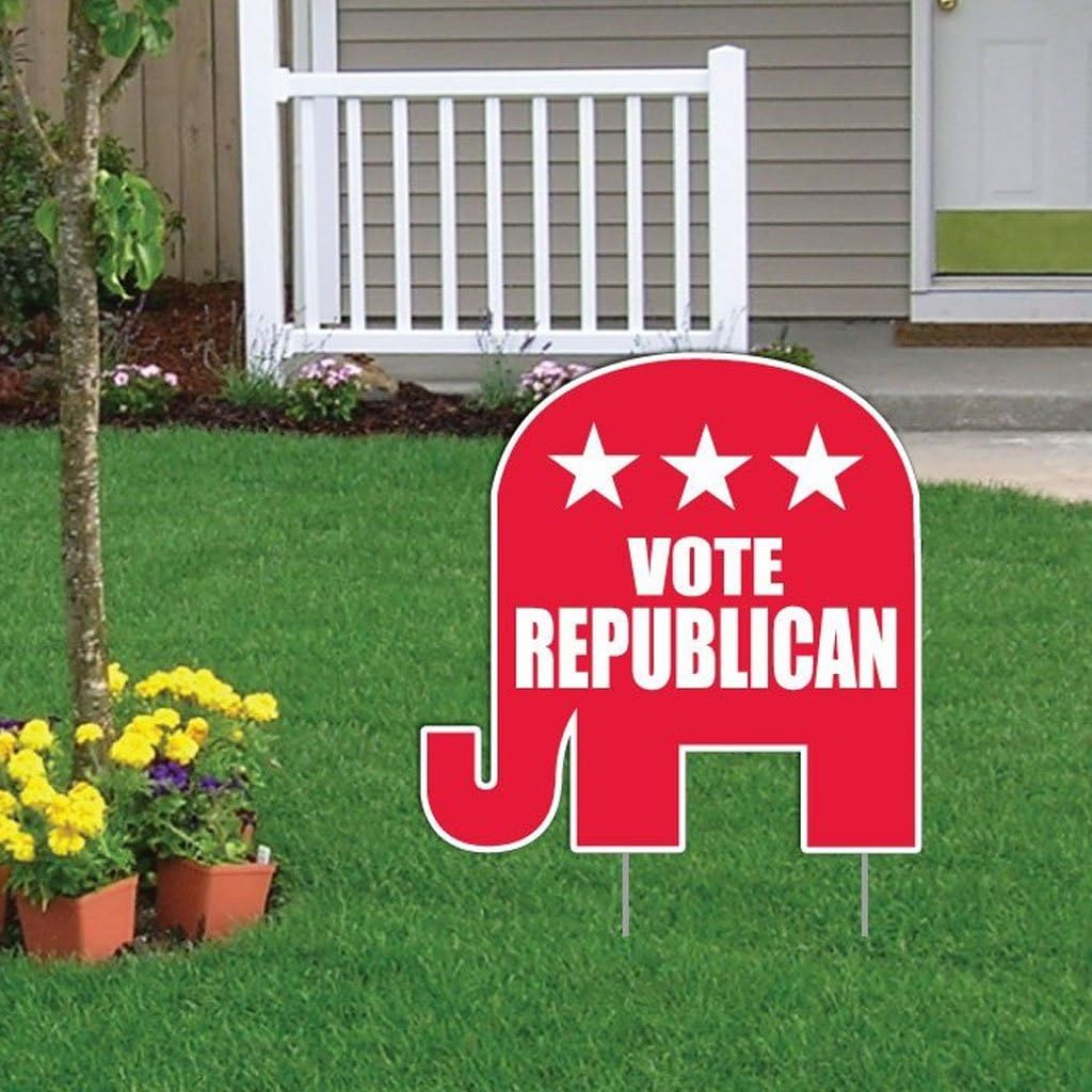 Vote Republican Elephant Shaped Yard Sign with 2 Stakes (25)