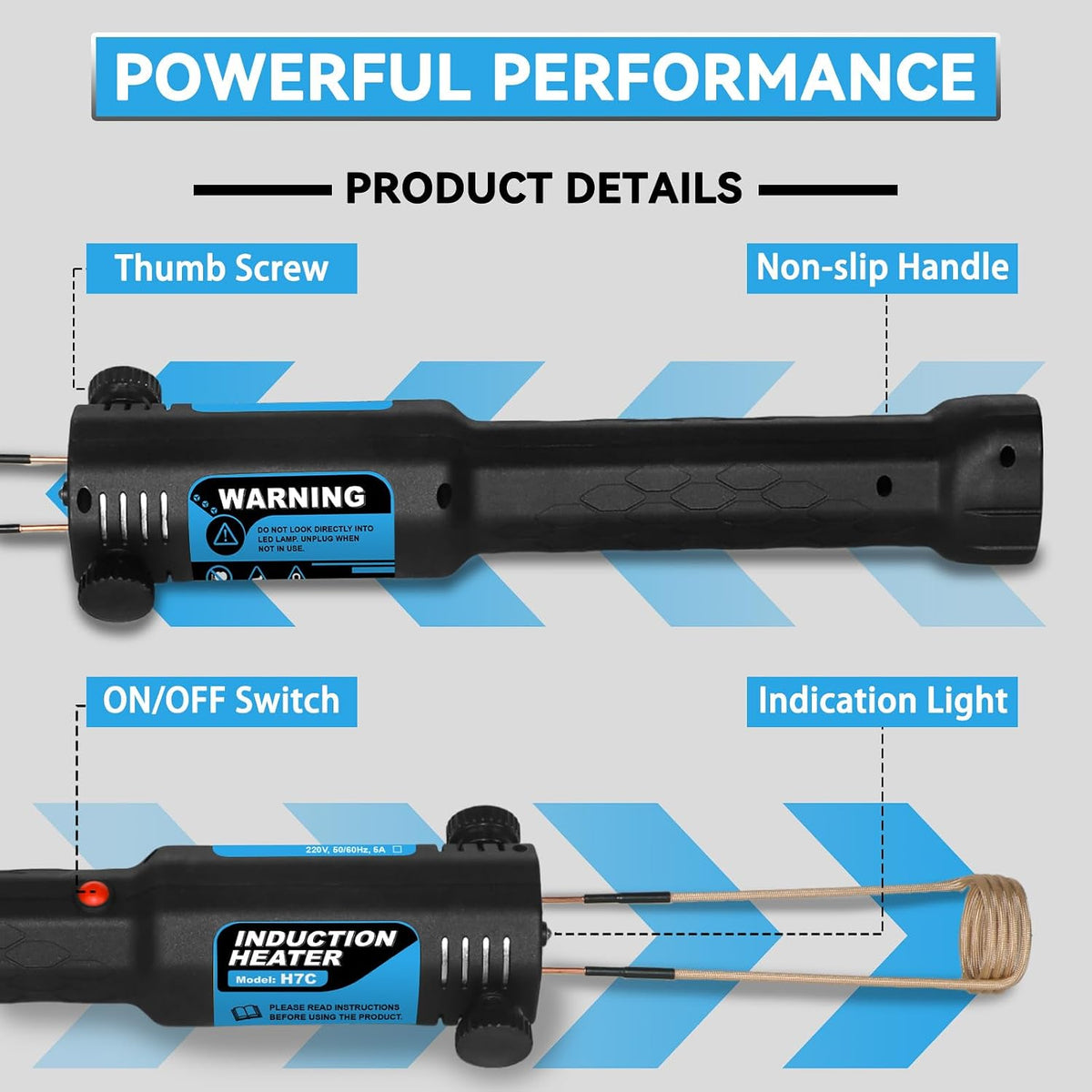 Induction Heater Bolt Removal, 1200W Induction Bolt Heater Tool with 8 Coils, Heat Stripped Bolt Remove for Rusted Nuts, Screws (Blue)