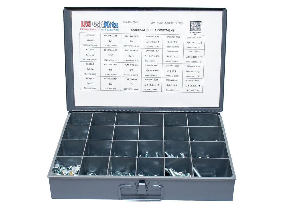 1250 Piece Carriage Bolt Assortment