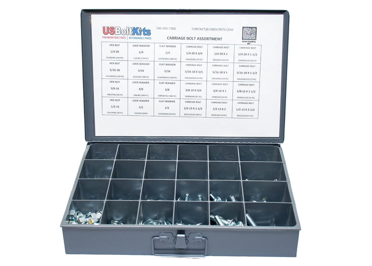 1250 Piece Carriage Bolt Assortment