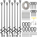 8 Pcs 30' Ground Anchors Heavy Duty Shed Anchor Kit with 3/16 Galvanized Cable & Turnbuckles, Triple-Turn Helix Earth Anchors for Carport Canopy Gazebo Trampoline Swingset Mobile Home