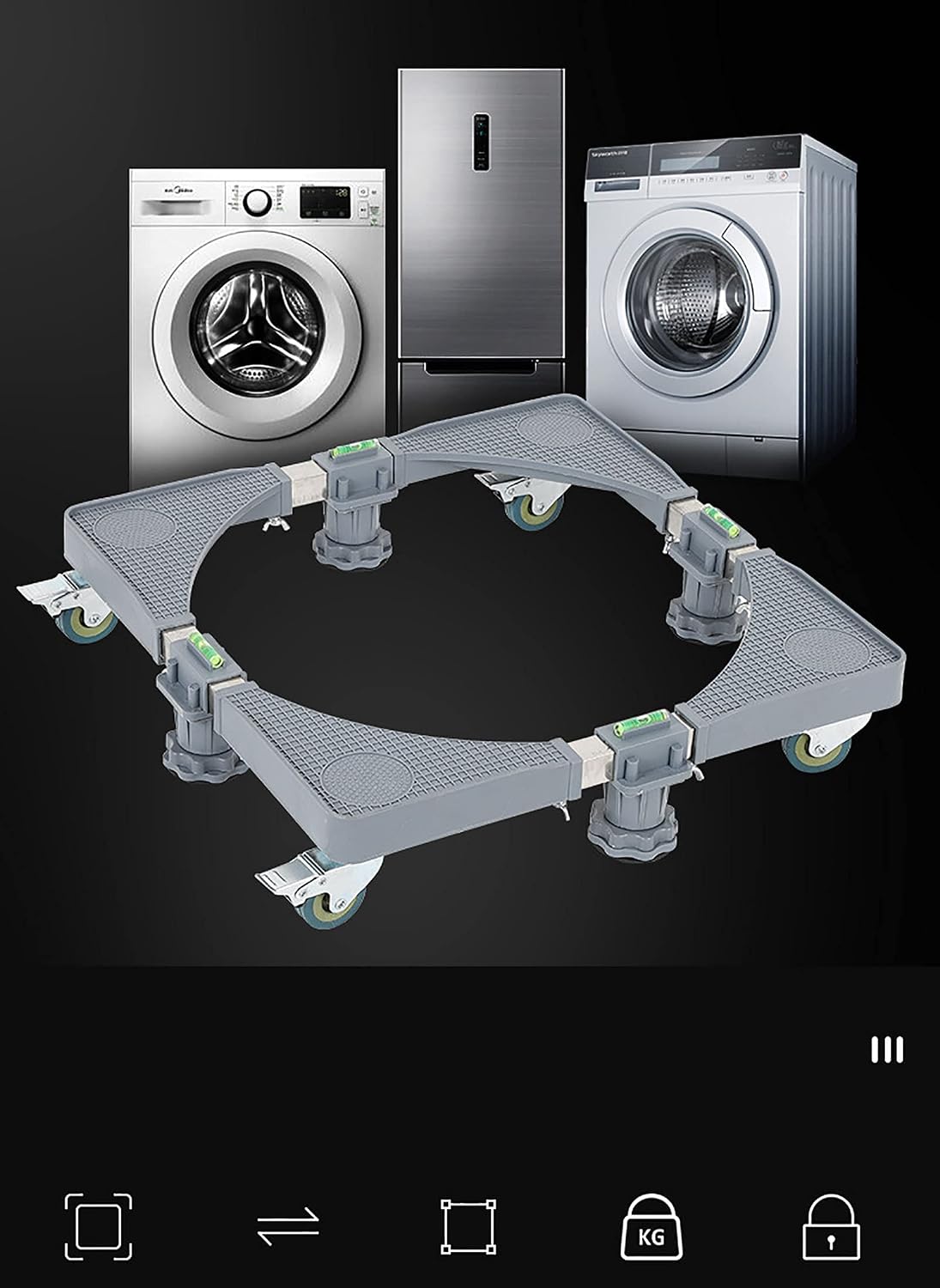 Universal Washing Machine Base Stand Multifunctional Mobile Pedestal Stainless Steel Retractable Universal Wheel Rack