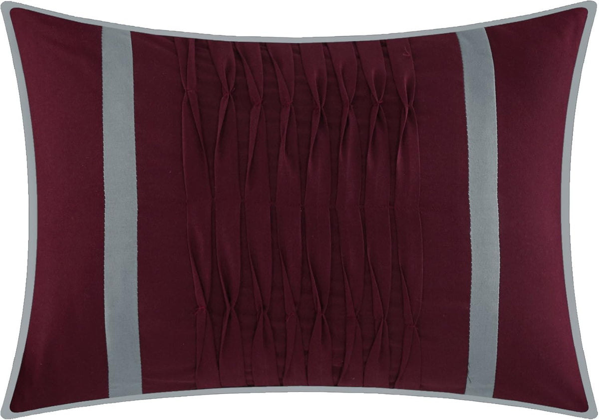 Chic Home Burgundy Bed in a Bag Comforter Set, Queen Size (10 Pieces), Ayelet - Color Block Stripe Premium Microfiber Bedding - Comforter, Flat & Fitted Sheet, Shams, Pillowcases & Decorative Pillows