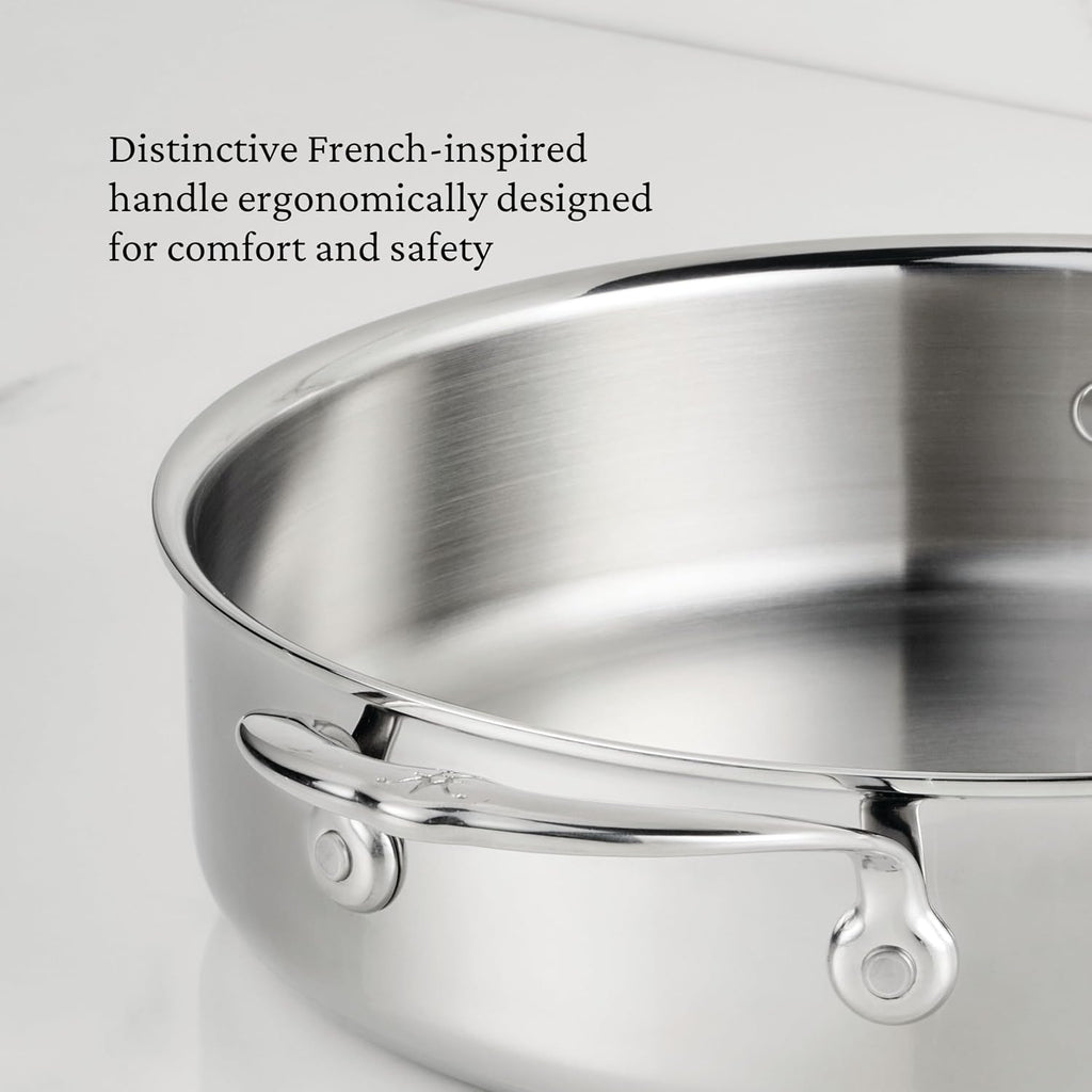 Hestan ProBond Luxe 9-Quart Polished Professional Clad Stainless Steel Rondeau with Lid