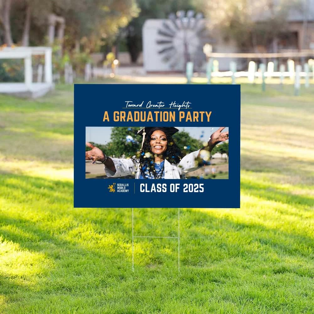 Custom Yard Sign Printing 4mm Coroplast Double Sided graduation yard sign, political yard sign Real Estate Rigid Signs, Party Decorations, Garden Sign with Step Stake (18x24 Pack of 10)