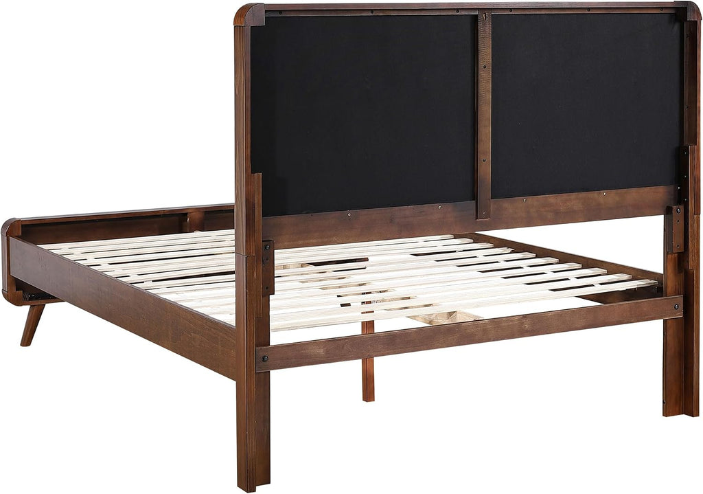 Coaster Home Furnishings Robyn Contemporary 4-Piece Bedroom Set Fabric Upholstered Queen Size Panel Bed Frame 53-inch Headboard Dark Walnut 205131Q-S4