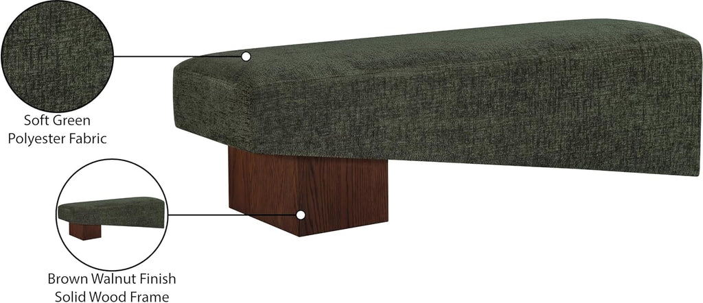 Meridian Furniture Alora Green Polyester Fabric Bench