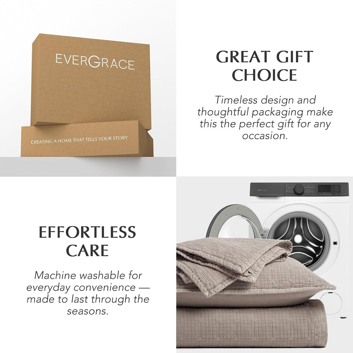 EVERGRACEHOME Stonewashed Cotton Quilt Set King Size, Ultra Soft Oversized Bedspread Coverlet Set, Lightweight Crinkle Box Stitch Bedding Sets for All Season, with 2 Shams, Truffle Taupe Brown