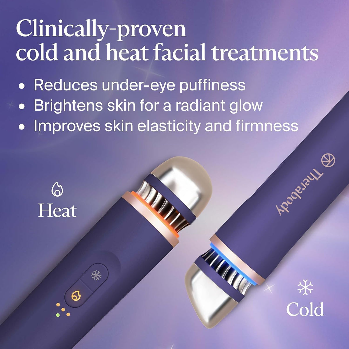 Therabody TheraFace Depuffing Wand – Cold and Heat Skincare Treatment to Depuff and Glow; Beauty Wand, Face Roller and Eye Massager for Eye Puffiness, Dark Circles and Skin Radiance (Indigo)