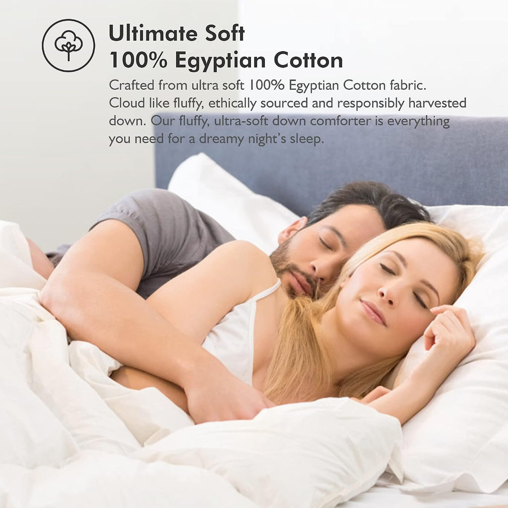 Luxurious All-Season Goose Down Feather Fiber Comforter Queen/Oversize Queen Duvet Insert (98x98), Exquisite Pinch Pleat Design- Gray, Premium Baffle Box, 100% Egyptian Cotton, 70 oz. Fill Weight