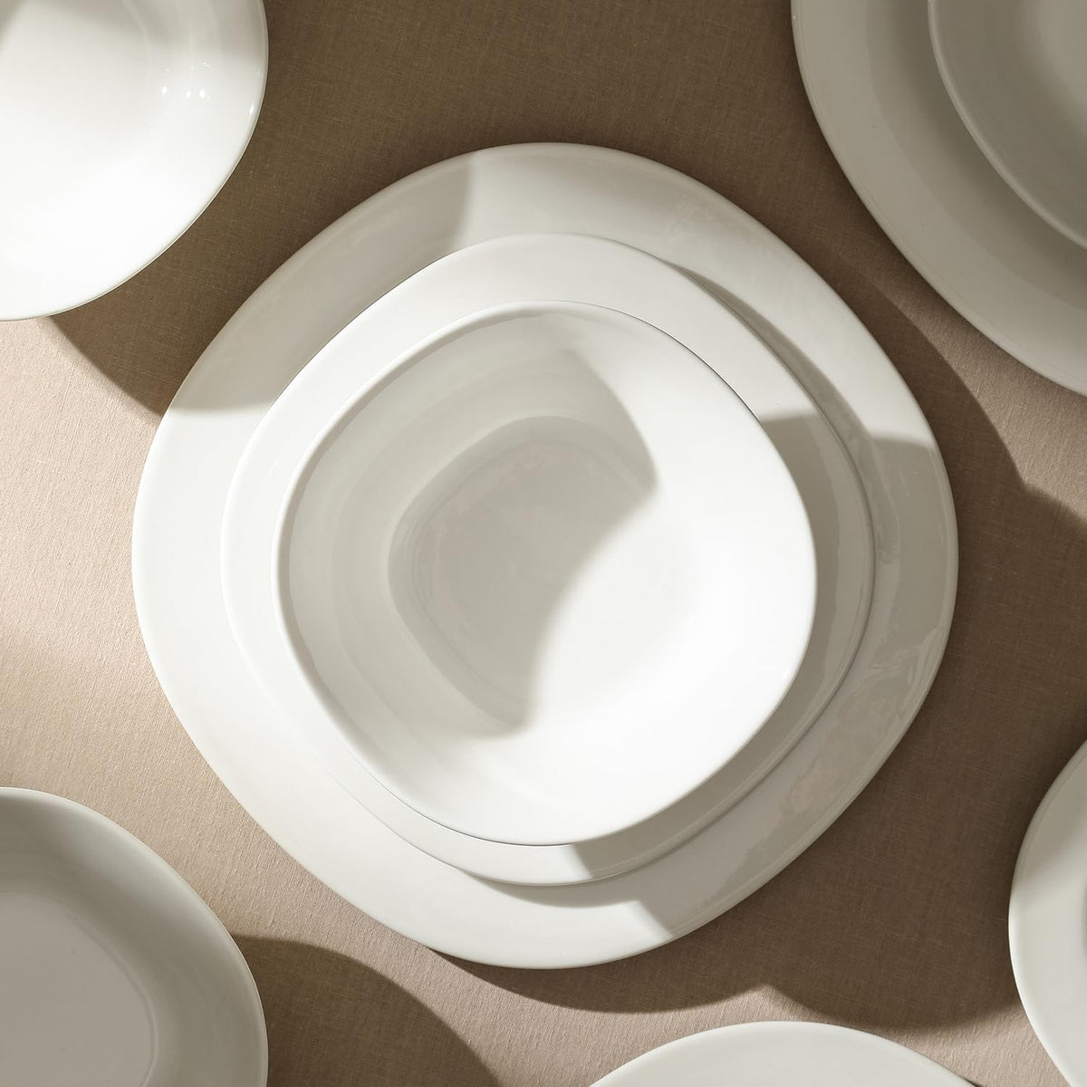 Stone Lain Quadro 24-Piece Dinnerware Set Porcelain, White