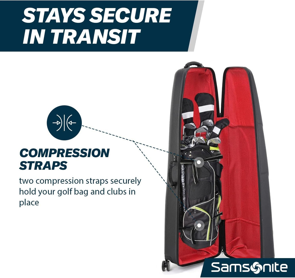 Samsonite Tour Deluxe Golf Hard Case Golf Travel Bag, Lightweight & Durable ABS Shell, 360 Degree Multi-Directional Wheels