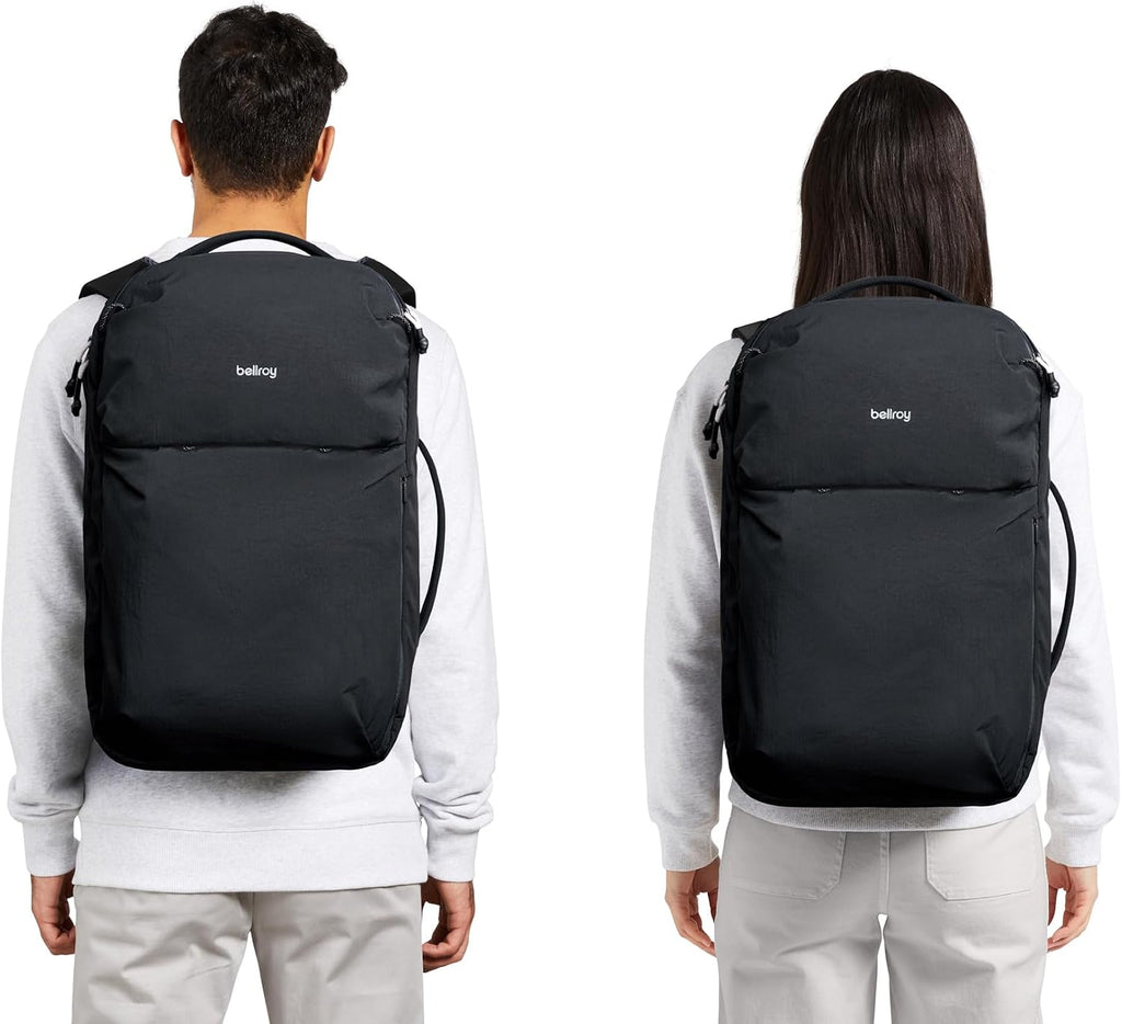 Bellroy Lite Travel Pack 38L (carry-on backpack, large travel backpack for international travelers, with laptop pocket, interior packing cells and tuck-away shoulder straps) - Black