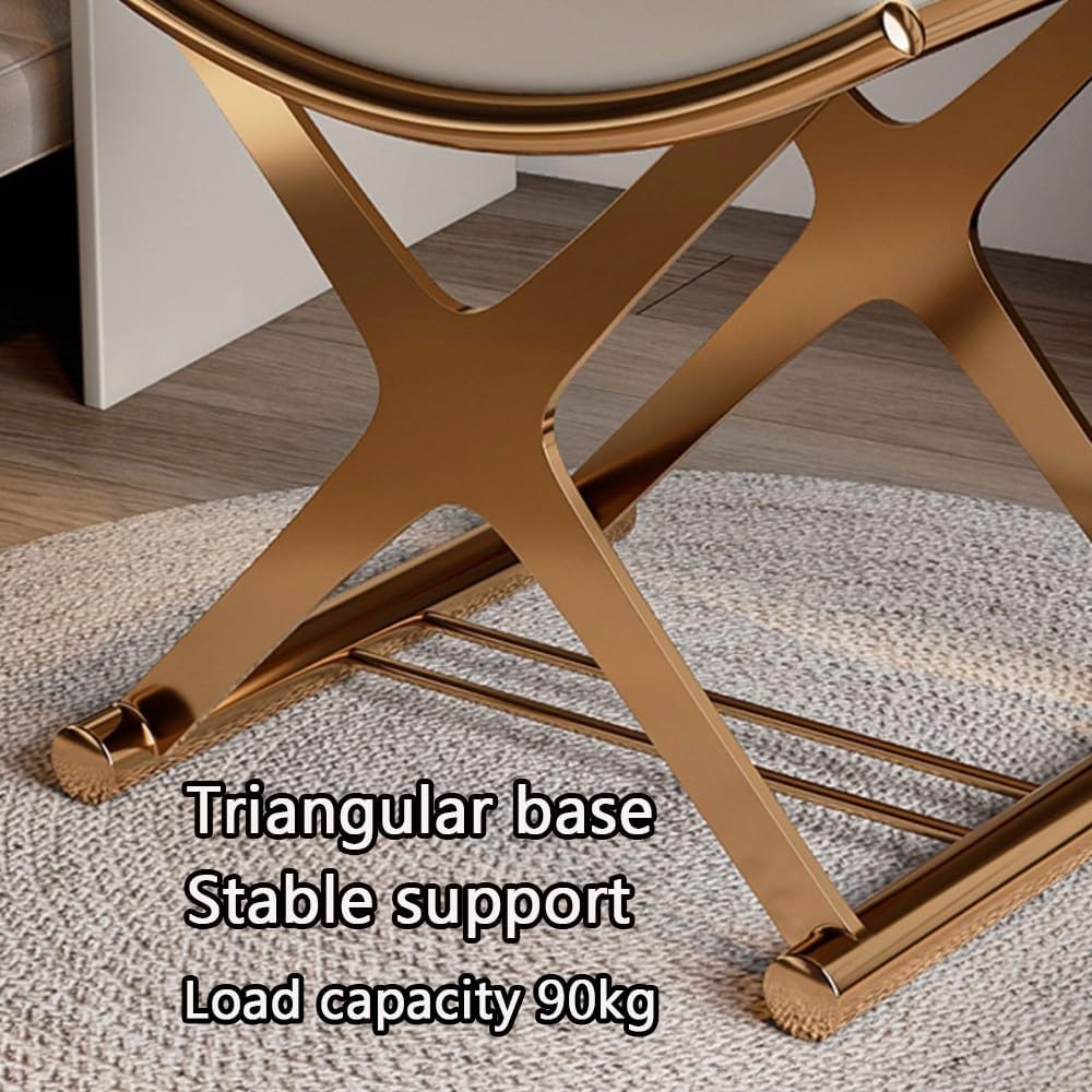 Small Vanity Stool with Cushion, Backless PU Leather Stool for Makeup, Entryway Bench for Ergonomic Curve, Modern Shoe Bench for Piano Room, Entryway and Makeup Room(Black)