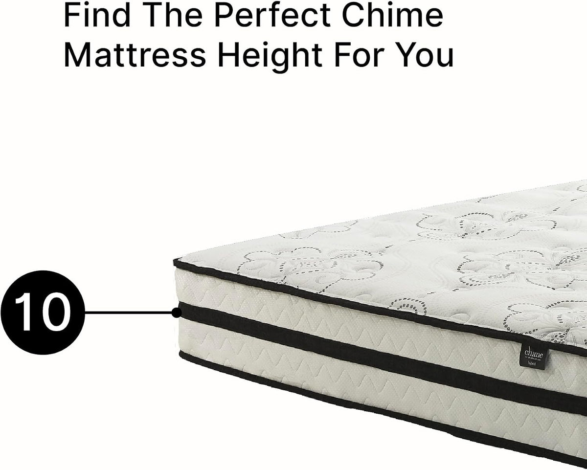 Signature Design by Ashley Full Size Chime 10 Inch Medium Firm Hybrid Mattress with Cooling Gel Memory Foam for Pressure Relief, Fiberglass-Free, Mattress In A Box