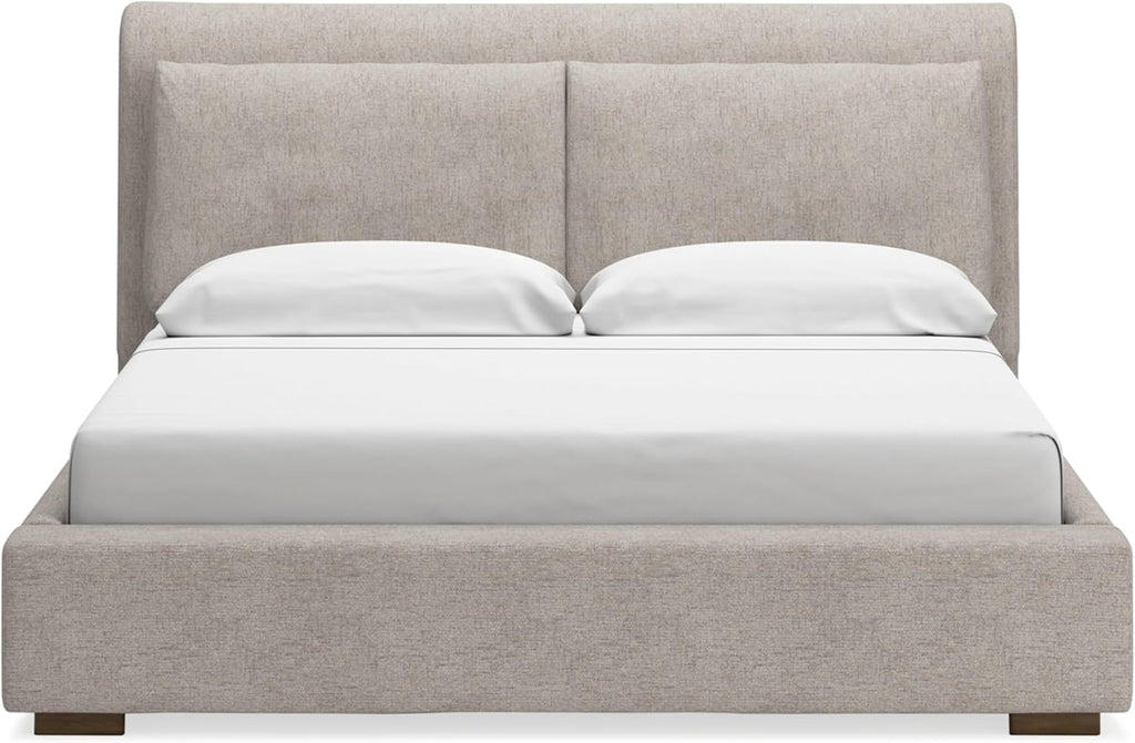 Signature Design by Ashley Cabalynn Casual California King Upholstered Bed, Foundation or Box Spring Needed, Light Brown