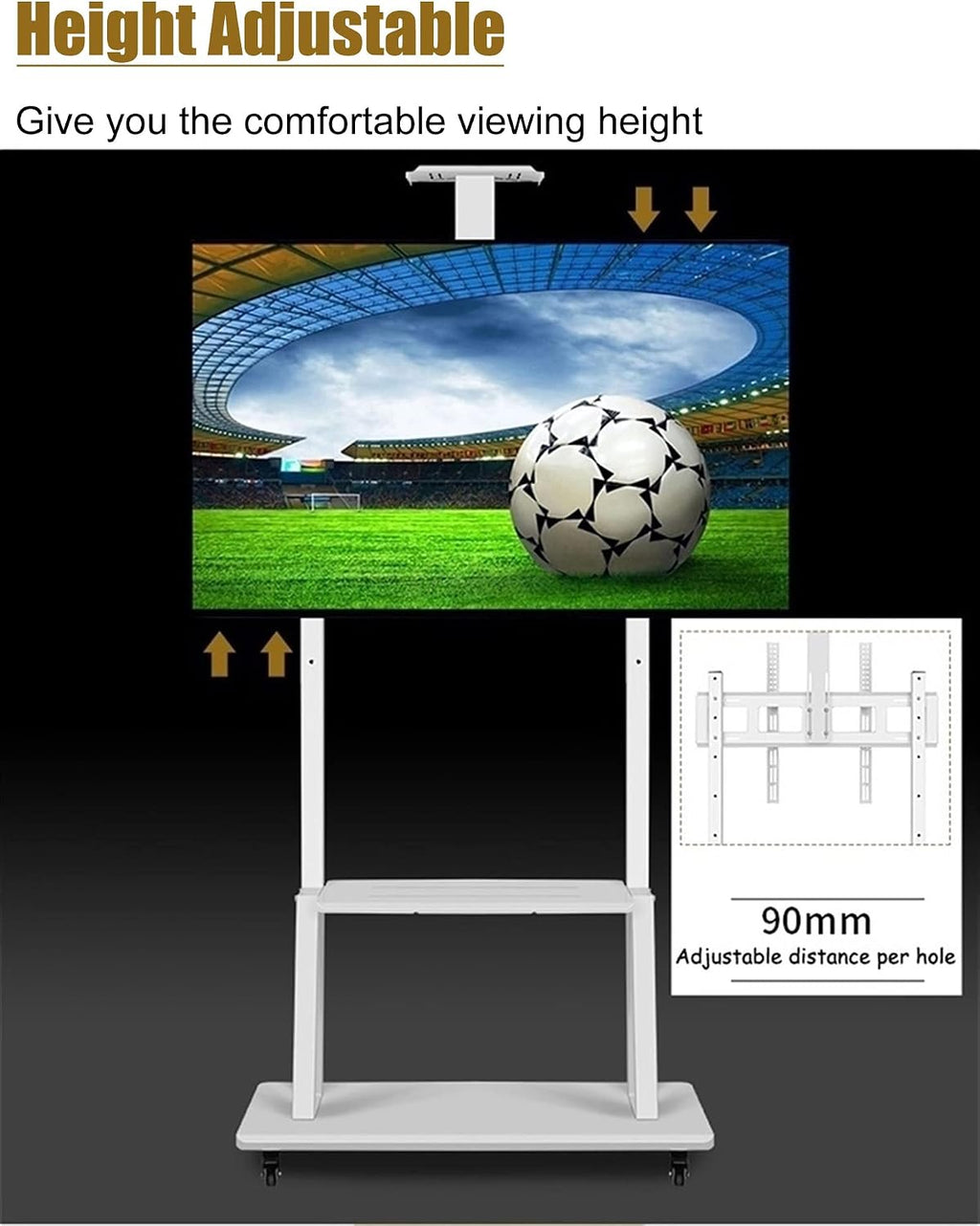 White Tall Floor TV Stand for 32 43 50 55 65 70 Inch TV, Universal Mobile TV Cart for Living Room Bedroom, Heavy Duty Rolling TV Stand on Locking Wheels Beautiful Scenery