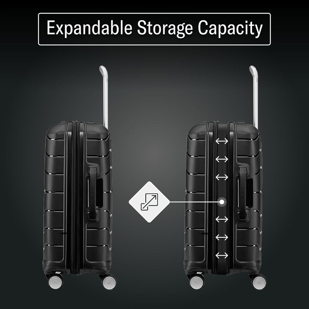 Samsonite Freeform Hardside Carry-On Luggage with Spinner Wheels - Hardshell Suitcase - TSA, Airline-Approved - Expandable Hard Shell, Smooth Rolling Wheels for Lightweight Travel – Black