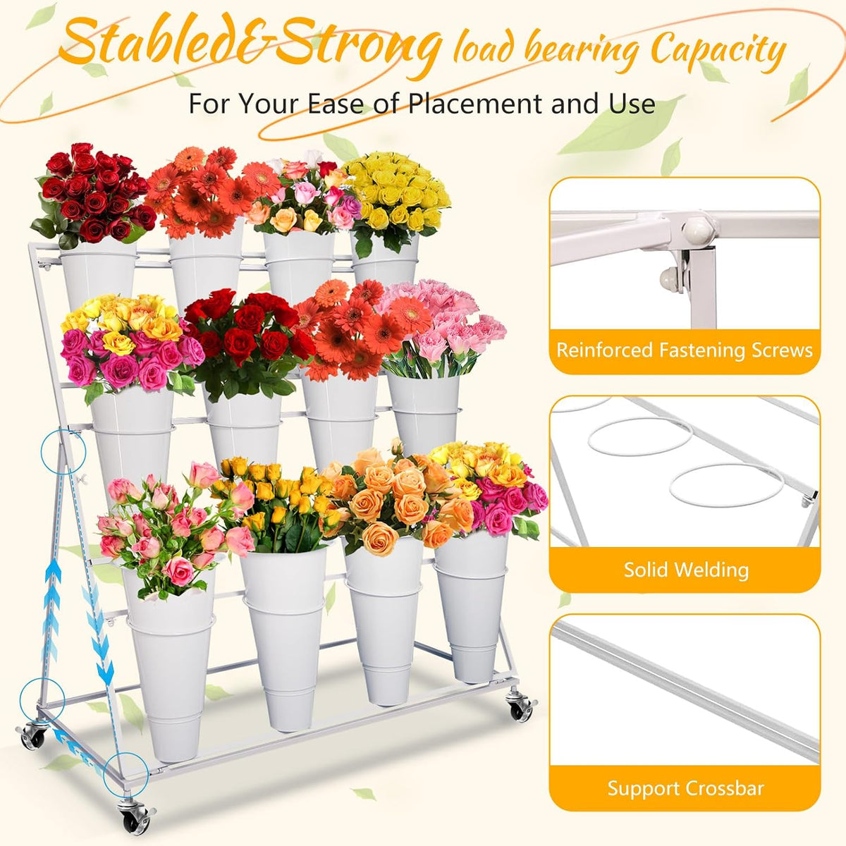 Flower Display Stand with 12 Buckets