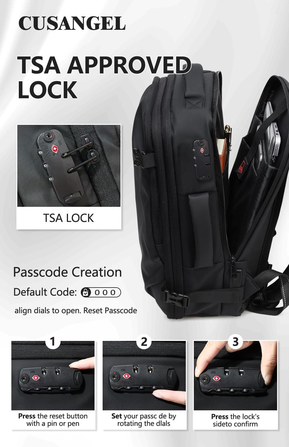 Cusangel vacuum backpack travel with pump compression,18in vac travel 45L expandable 60L capacity laptop,multiple pockets Flight Carry-On XL (Casual Vac-backpack)