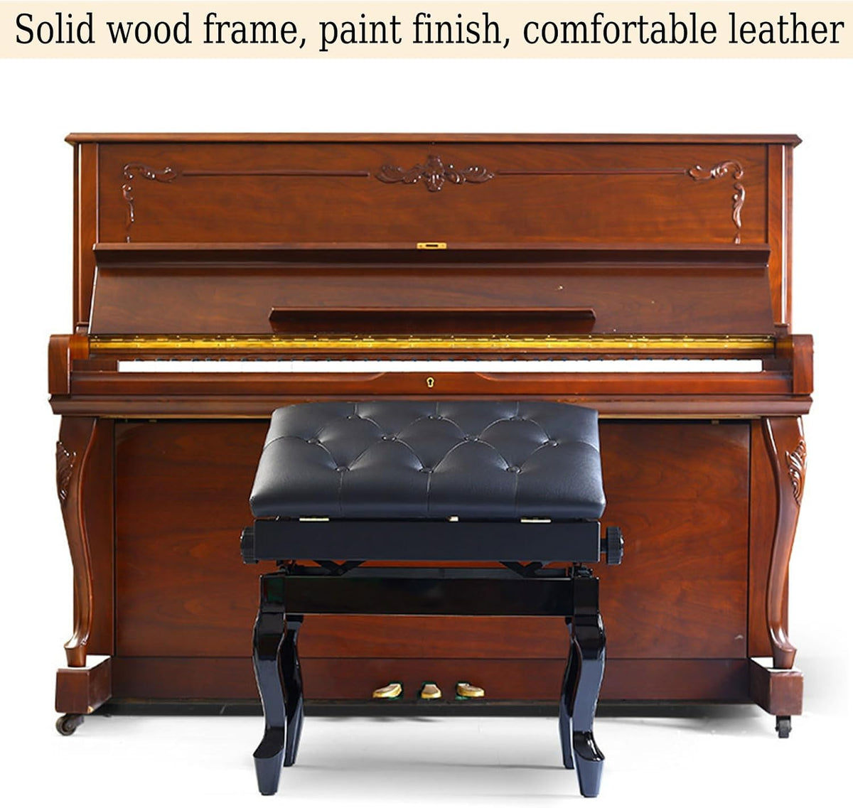Piano Bench Piano Bench with Storage Piano Accessories Piano Bench Adjustable Height Vanity Stool Piano Bench Black Length 56cm*Width 34cm