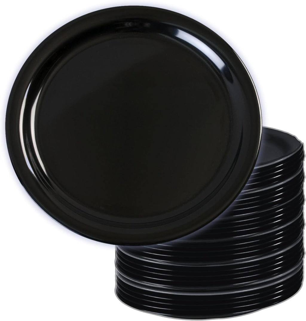 Carlisle FoodService Products Kingline Reusable Plastic Plate Dessert Plate for Home and Restaurant, Melamine, 6.5 Inches, Black, (Pack of 48)