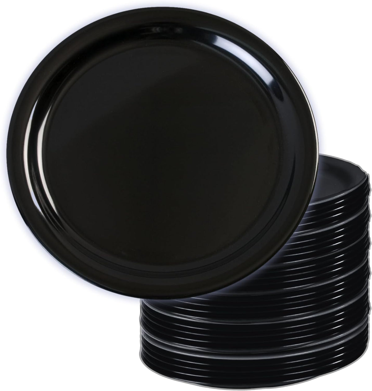 Carlisle FoodService Products Kingline Reusable Plastic Plate Dessert Plate for Home and Restaurant, Melamine, 6.5 Inches, Black, (Pack of 48)