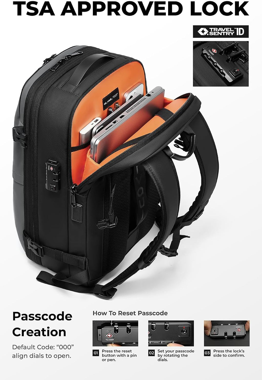 AirVault Vacuum Seal Travel Backpack 60L with Expandable HyperSeal Air Compression Vacuum System Water Resistant TSA Lock (Vacuum Pump Included, Gray, 60L)
