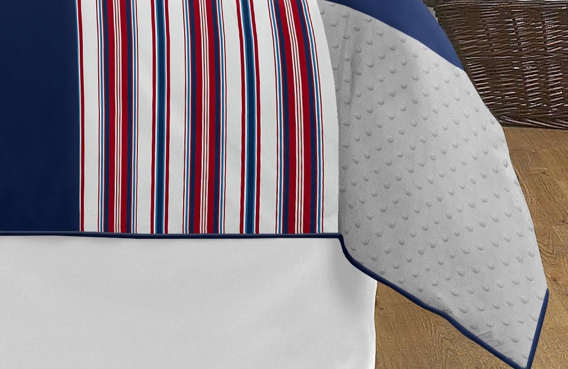 Sweet Jojo Designs 2-Piece Twin Comforter Set (Baseball Patch Sports) for Boys, Children, Kids Bedding, Bed in a Bag incl. Blanket & Pillow Sham (Patchwork, Base Ball, Stripe, Red, White & Blue, Grey)