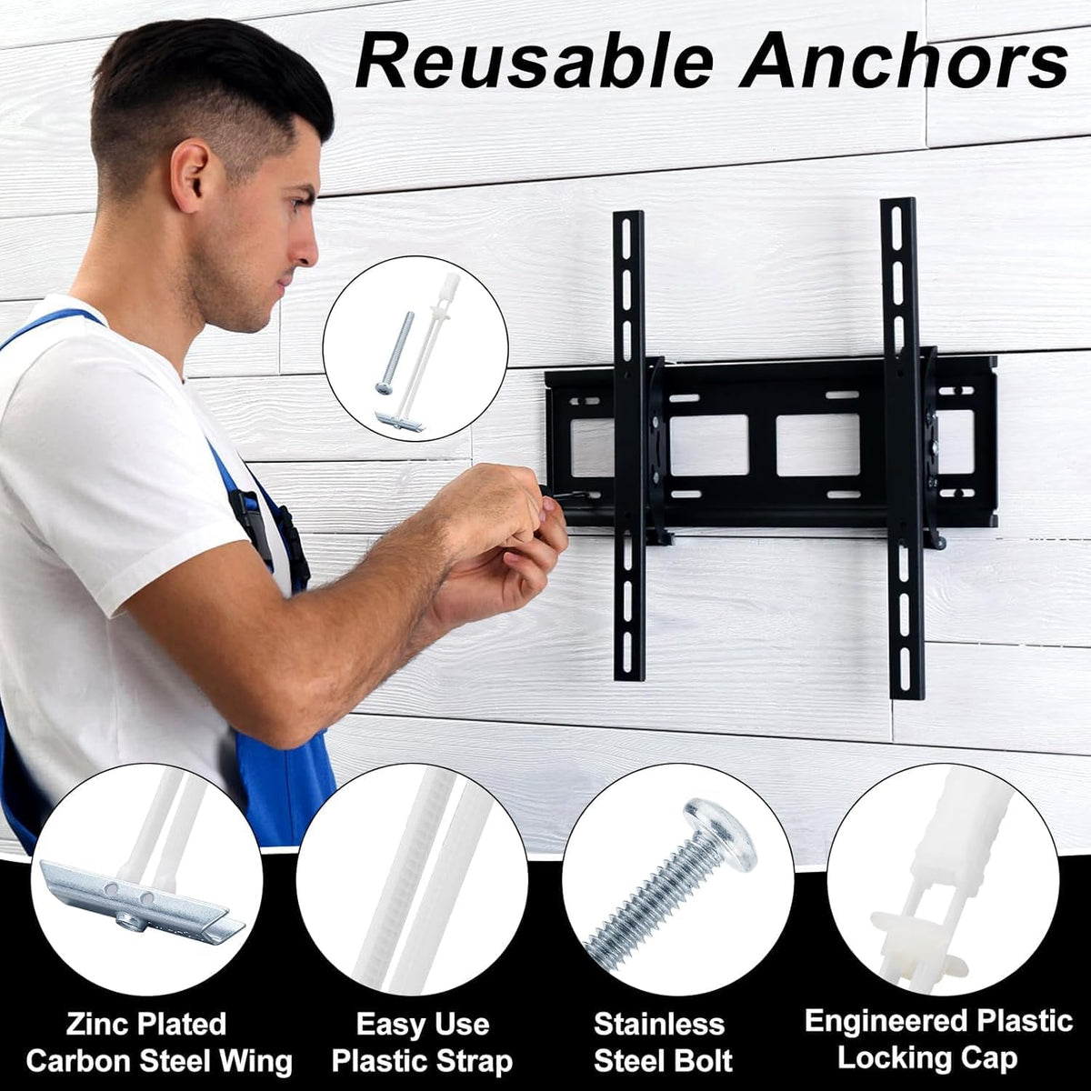 Heavy Duty Drywall Anchor Bolts with 1/4'-20 Fastener Suitable for TV Mounting Hollow Wall Anchor Bolt Screw Kit Supports Up to 270 lbs Each on 1/2 Inch Drywall Pack of 200