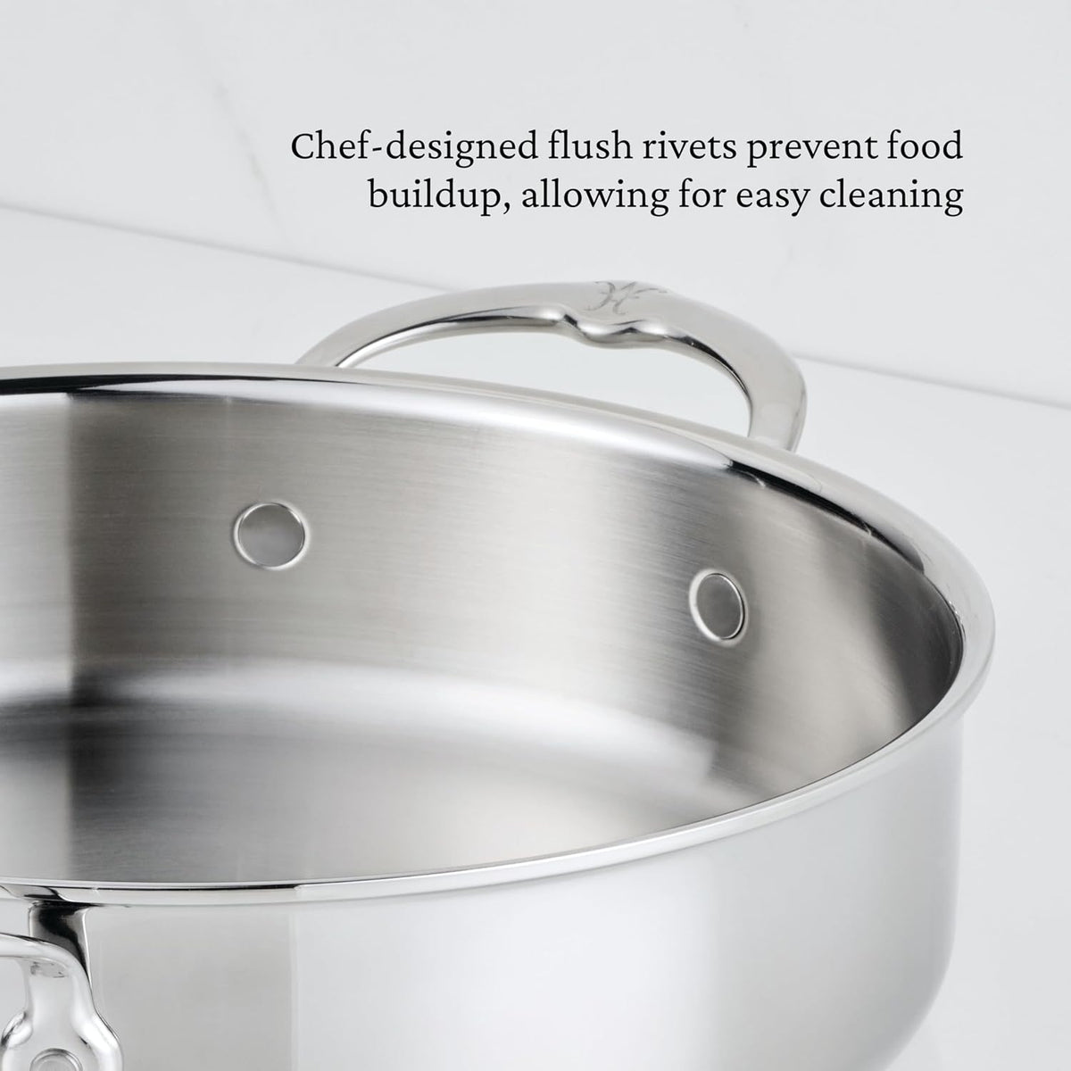 Hestan ProBond Luxe 9-Quart Polished Professional Clad Stainless Steel Rondeau with Lid