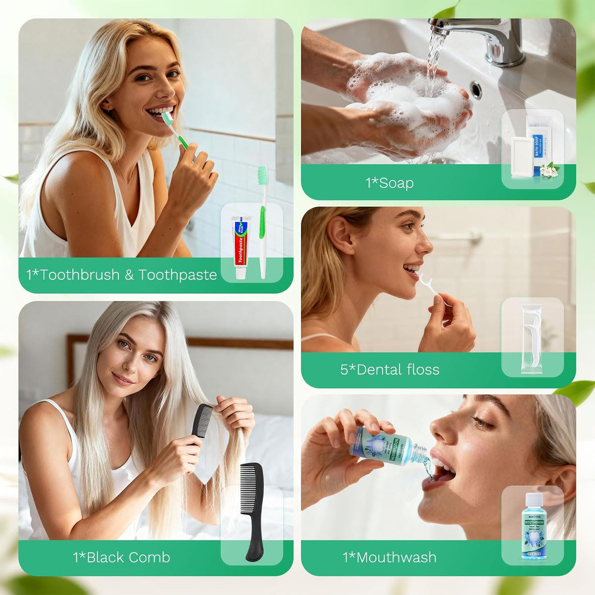 100 Set Personal Care Travel Toiletries Sets Bulk,8-IN-1 Disposable Toothbrushes with Toothpaste and Floss,Mouthwash,Comb,Soap,Cover,Zip Bag Toiletry Travel Toothbrush Kit for Homeless,Hotel,Charity