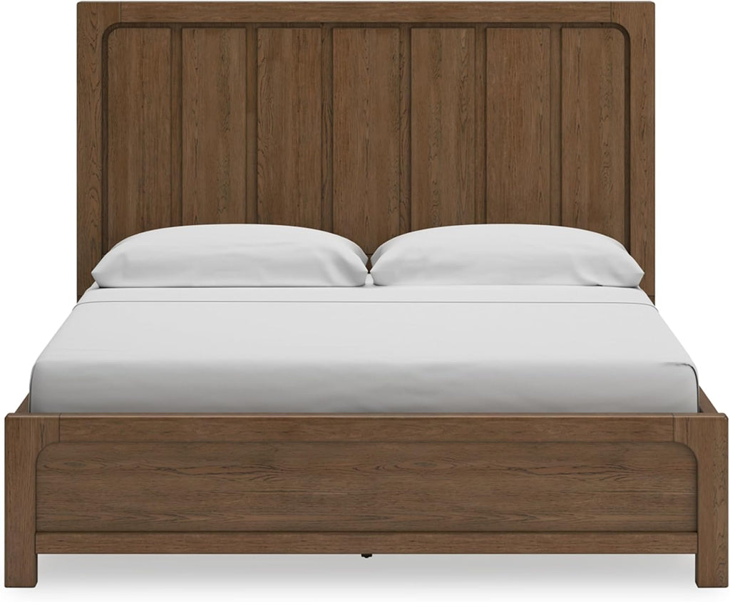 Signature Design by Ashley Cabalynn Modern 4-Drawer King Platform Bed with Storage, Foundation or Box Spring Not Needed, Light Brown