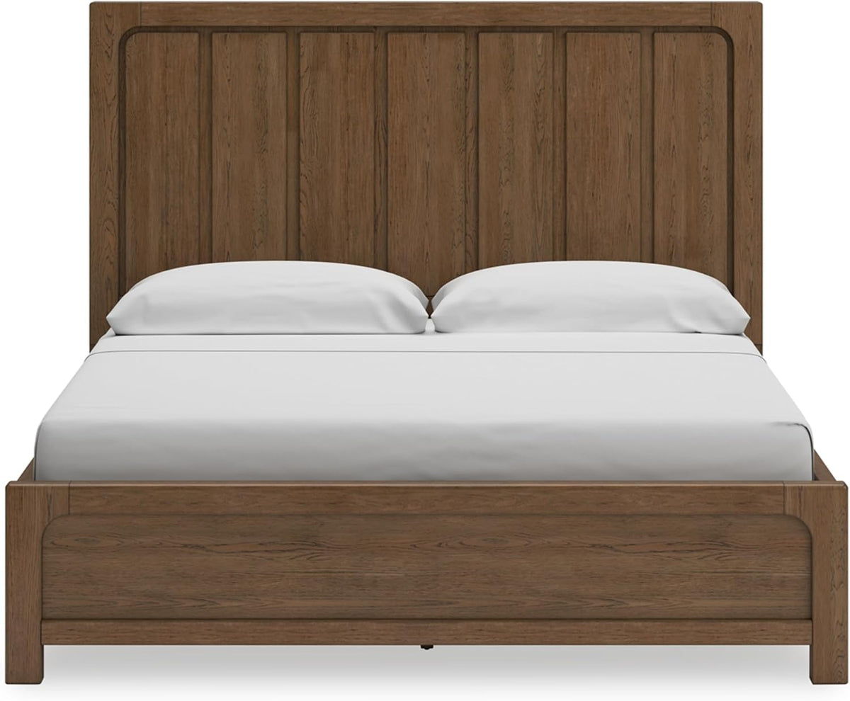 Signature Design by Ashley Cabalynn Modern 4-Drawer King Platform Bed with Storage, Foundation or Box Spring Not Needed, Light Brown
