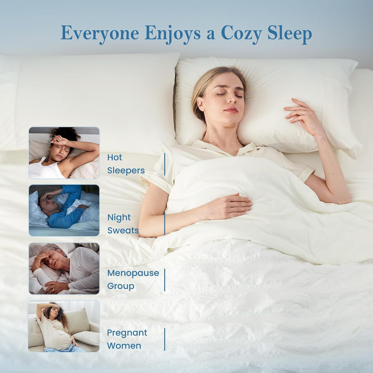 Cozy Bliss Cooling Comforter Seersucker Plaid, Q-Max 0.45 Lightweight Cooling Blanket, Breathable Silk Smooth Summer Bedding Quilt for Hot Sleepers Night Sweats, Cali King(106'*96'), White