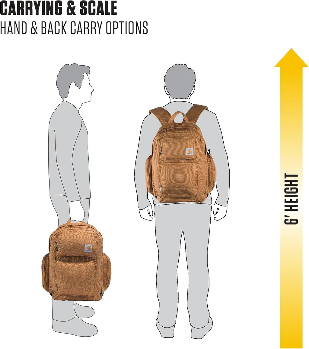 Carhartt 35L Triple-Compartment Backpack, Durable Pack with Laptop Sleeve and Duravax Abrasion Resistant Base, Black