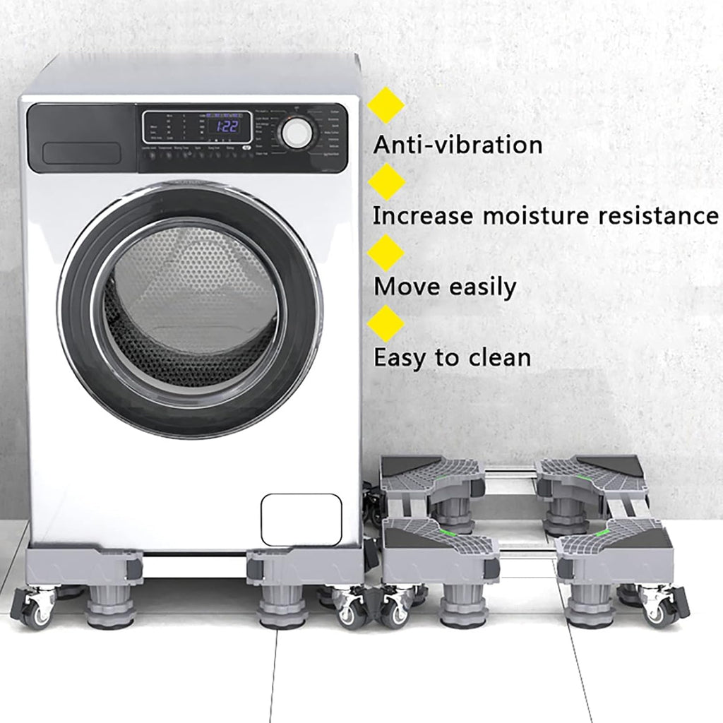 Adjustable Washing Machine Stand Base, Mini Fridge Stand Furniture Dolly, Universal Mobile Roller Multi-Functional Movable Pedestal, Refrigerator Stand with 4 Locking Wheels