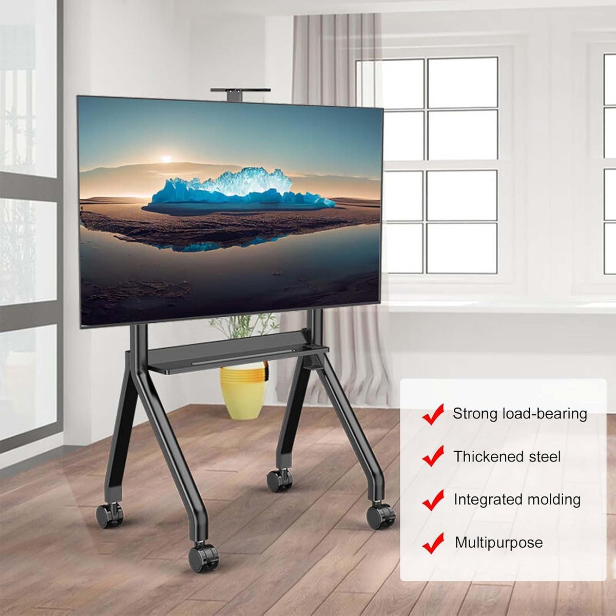 Universal TV Stand Wheels, Fits Most 55'-112' Screen TVs, Height Adjustable TV Floor Stand, 150kg Weight Capacity