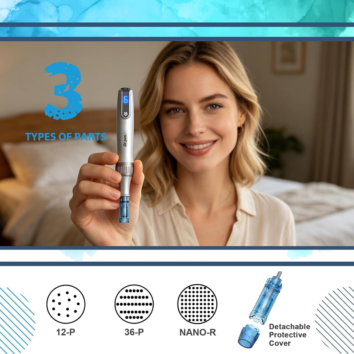 Microneedle Roller Pen for Home Use - Microneeding Derma Roller Pen for Women Men - Micro Needle Roller Pen for Skin Tools-0.24MM