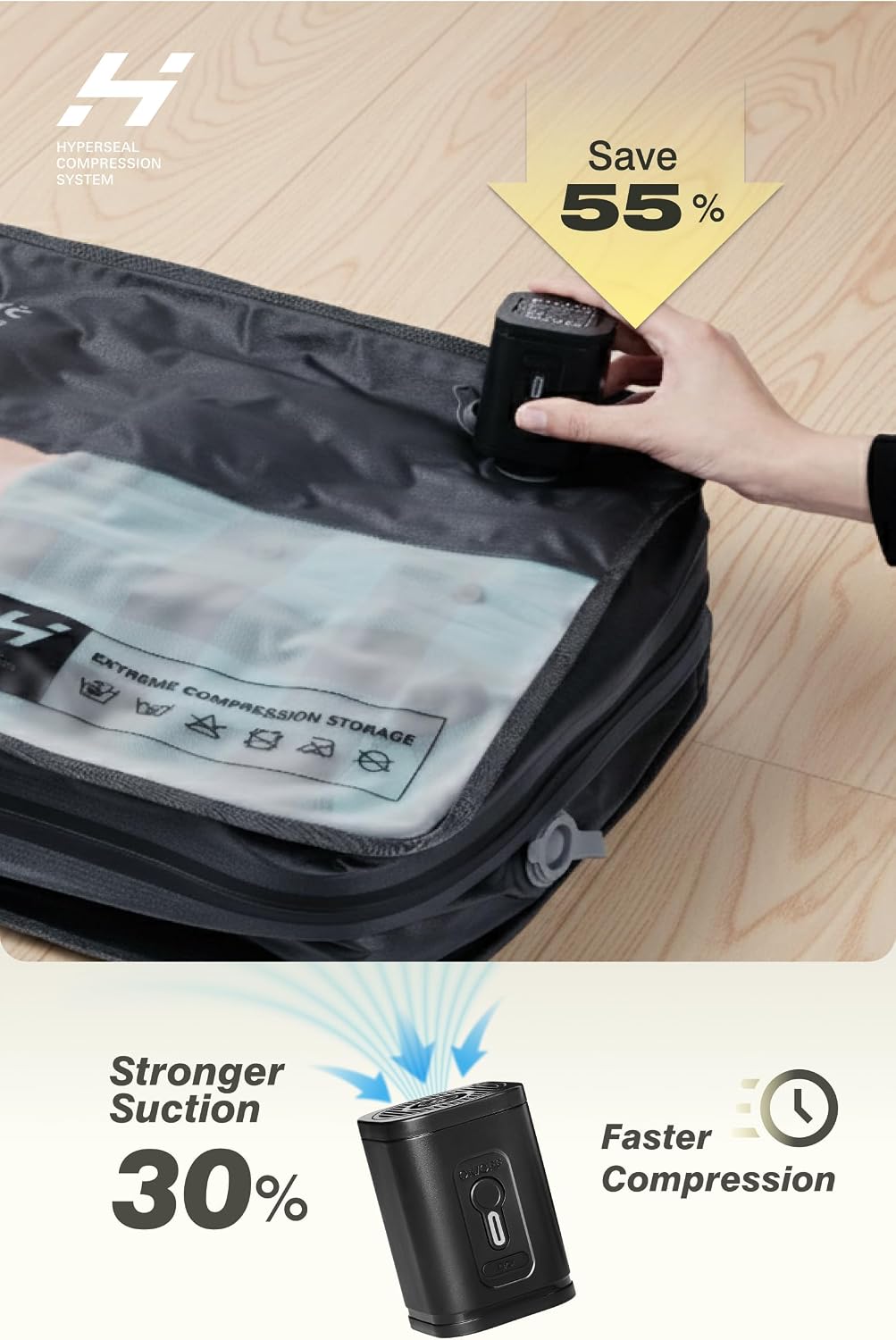 AirVault Reusable Vacuum Compression Travel Bag for Carry-On Suitcase and Backpack, Recycled IP67 Waterproof Space Saver Vacpack (41L (4-Pack))