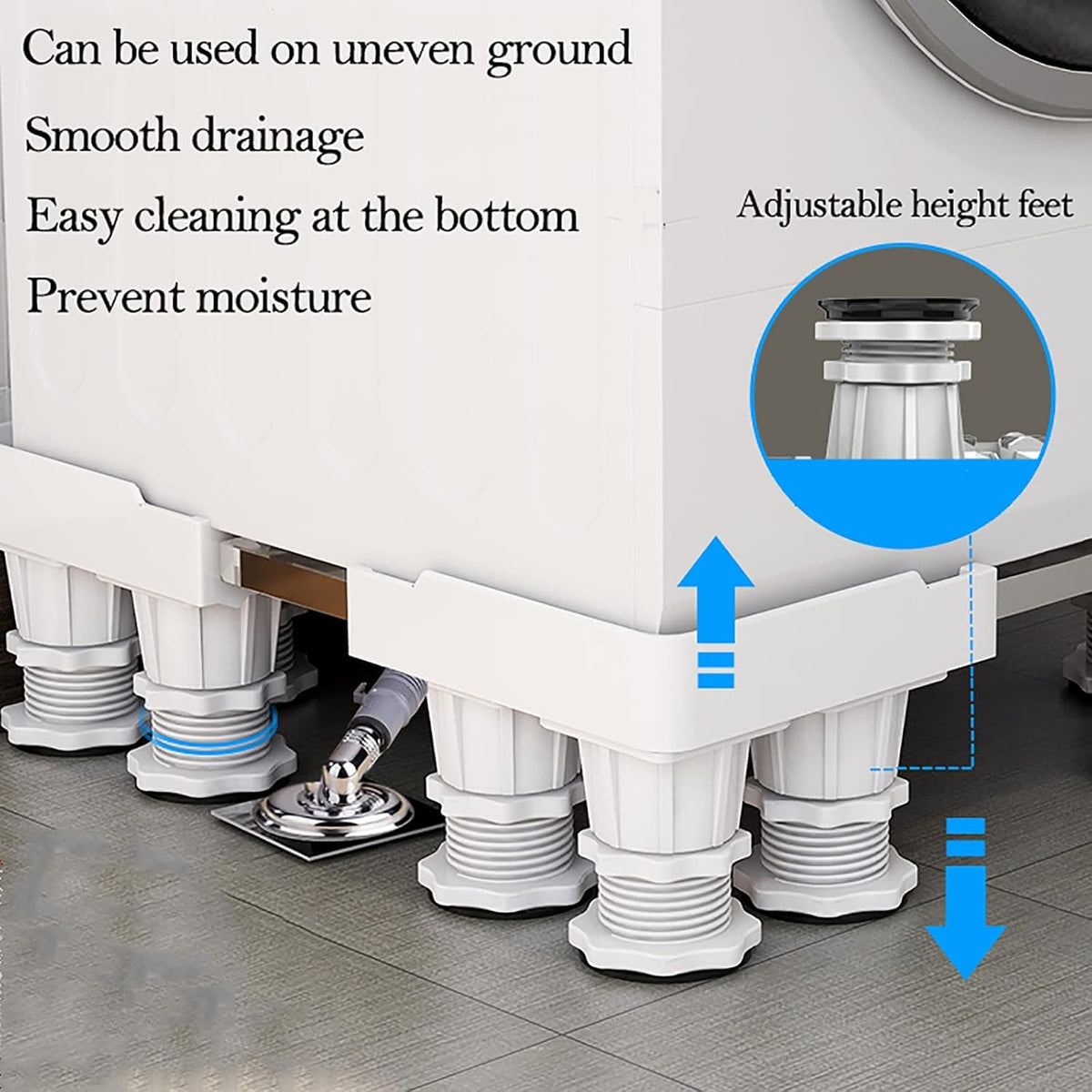 Adjustable Fridge Stand, Universal Washing Machine Base, Movable Pedestal for Washer and Dryer, Multi-Functional Risers for Washer and Dryer, 51-44cm